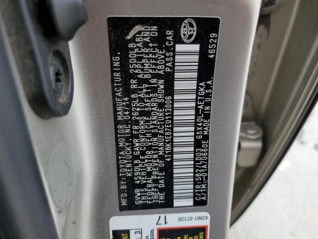 4T1BK1EB7EU113006 - 2014 TOYOTA AVALON BASE 棕色 照片 12