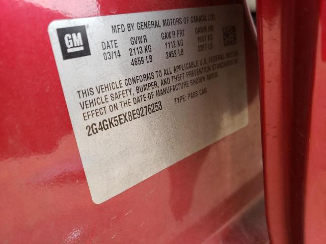 2G4GK5EX8E9276253 - 2014 BUICK REGAL 栗色 照片 12