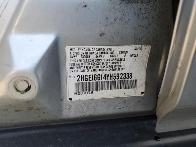 2HGEJ6614YH592338 - 2000 HONDA CIVIC BASE Gümüş foto 13