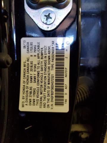 2HGFB2F56DH572521 - 2013 HONDA CIVIC LX BLACK photo 12