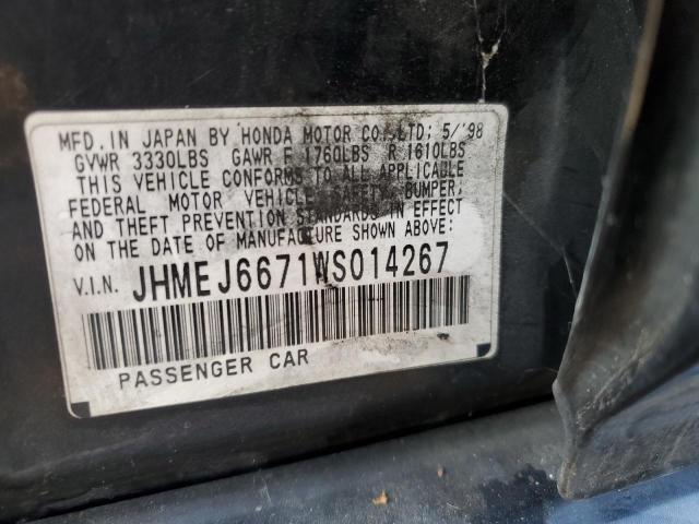 JHMEJ6671WS014267 - 1998 HONDA CIVIC LX BLACK photo 12