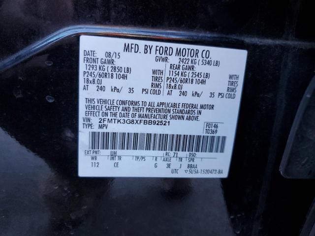 2FMTK3G8XFBB92521 - 2015 FORD EDGE SE BLACK photo 10