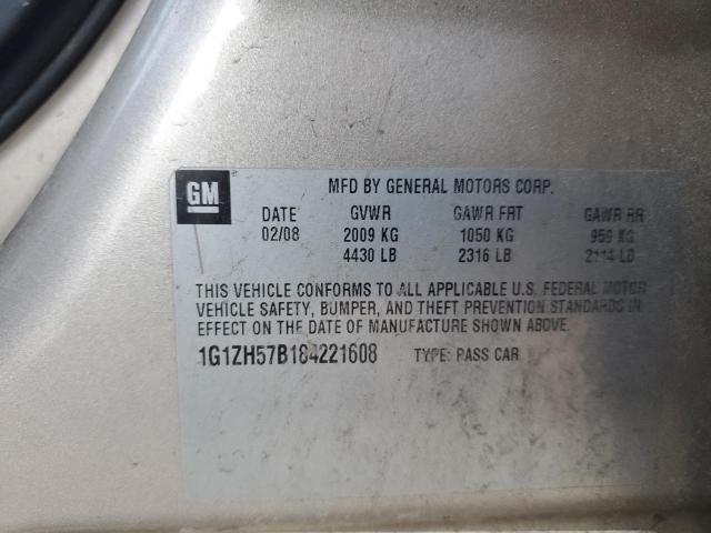 1G1ZH57B184221608 - 2008 CHEVROLET MALIBU 1LT GOLD photo 12
