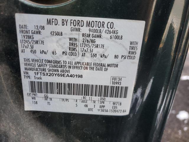 1FTSX20Y69EA40198 - 2009 FORD F250 SUPER DUTY GREEN photo 12