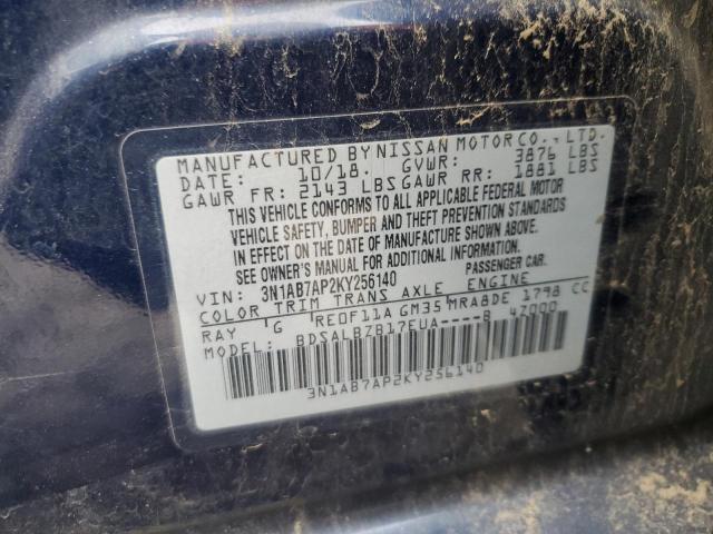 3N1AB7AP2KY256140 - 2019 NISSAN SENTRA S BLUE photo 13