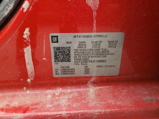 1GT12SEY6JF255601 - 2018 GMC SIERRA K2500 SLE RED photo 13