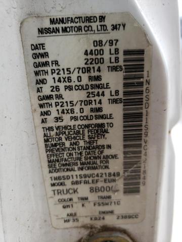 1N6SD11S9VC421849 - 1997 NISSAN TRUCK BASE WHITE photo 12