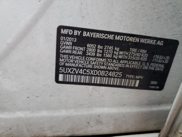 5UXZV4C5XD0B24825 - 2013 BMW X5 SDRIVE3 XDRIVE35I WHITE photo 13
