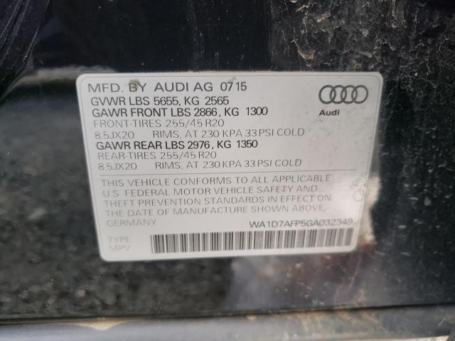 WA1D7AFP5GA032349 - 2016 AUDI Q5 PREMIUM PLUS S-LINE BLACK photo 13