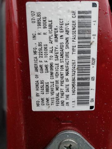 1HGCM56847A204267 - 2007 HONDA ACCORD EX RED photo 13