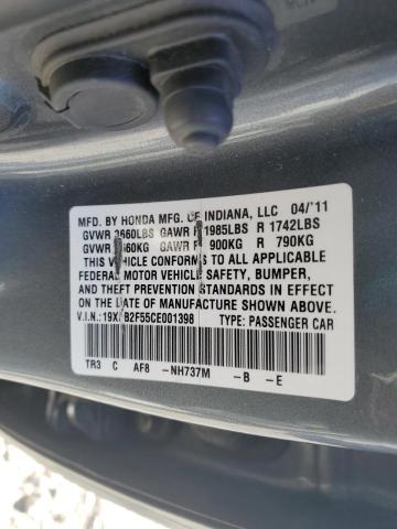 19XFB2F55CE001398 - 2012 HONDA CIVIC LX GRAY photo 12