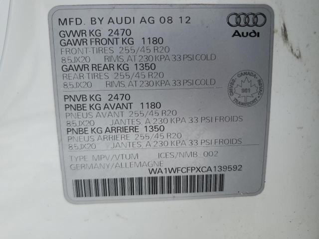 WA1WFCFPXCA139592 - 2012 AUDI Q5 PRESTIGE 白色 照片 13