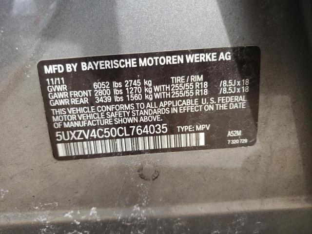 5UXZV4C50CL764035 - 2012 BMW X5 XDRIVE35I GRAY photo 14