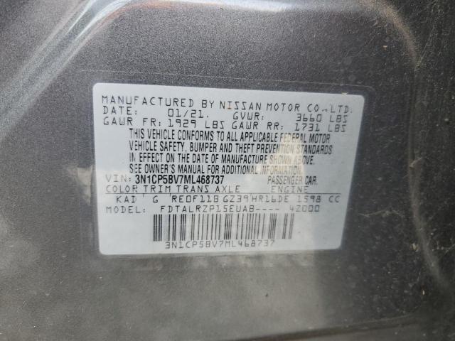 3N1CP5BV7ML468737 - 2021 NISSAN KICKS S GRAY photo 13