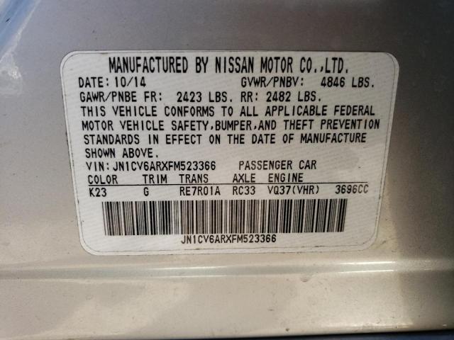 JN1CV6ARXFM523366 - 2015 INFINITI Q40 SILVER photo 13