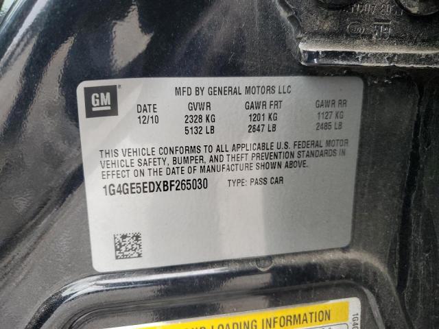 1G4GE5EDXBF265030 - 2011 BUICK LACROSSE CXS BLACK photo 12