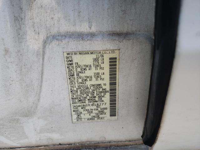5N1AR18U37C618277 - 2007 NISSAN PATHFINDER LE თეთრი ფოტო 13