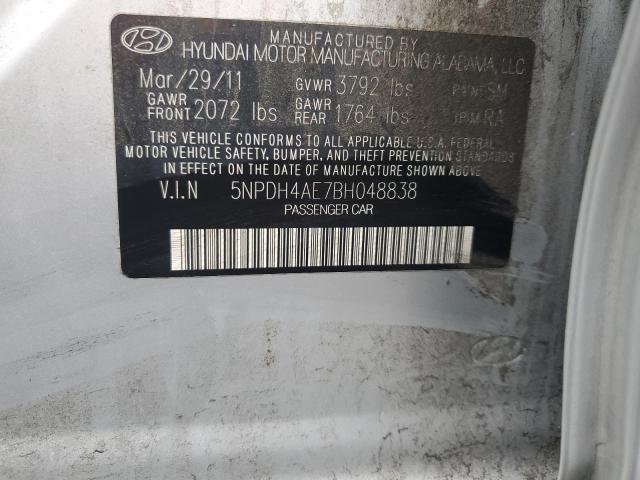 5NPDH4AE7BH048838 - 2011 HYUNDAI ELANTRA GLS SILVER photo 12