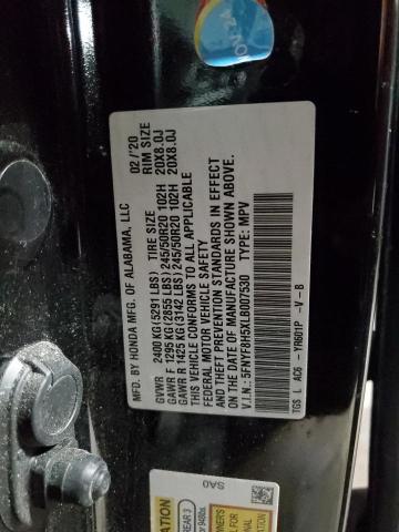 5FNYF8H5XLB007530 - 2020 HONDA PASSPORT EXL BLACK photo 13