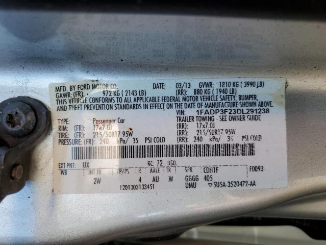 1FADP3F23DL291238 - 2013 FORD FOCUS SE SILVER photo 13