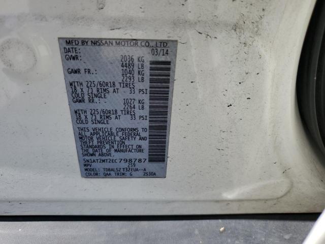 5N1AT2MT2EC798787 - 2014 NISSAN ROGUE S WHITE photo 14