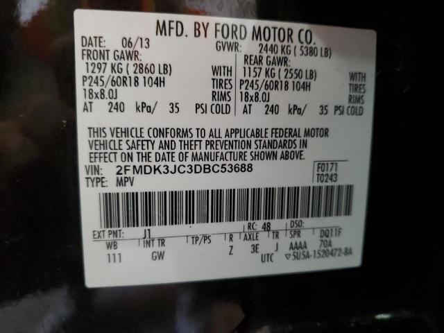 2FMDK3JC3DBC53688 - 2013 FORD EDGE SEL BROWN photo 13