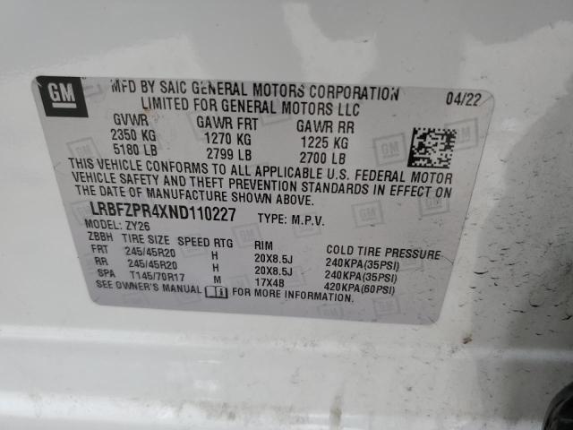 LRBFZPR4XND110227 - 2022 BUICK ENVISION ESSENCE Սպիտակ լուսանկար 13