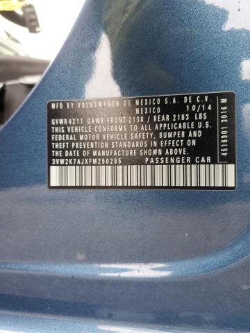 3VW2K7AJXFM250285 - 2015 VOLKSWAGEN JETTA BASE أزرق صورة 12