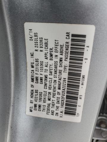 1HGCR2F82EA202384 - 2014 HONDA ACCORD EXL SILVER photo 12