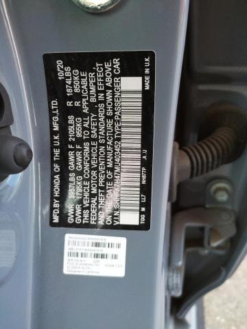 SHHFK7H47MU403452 - 2021 HONDA CIVIC SPORT 灰色 照片 12