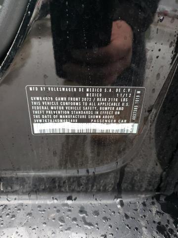 3VW2K7AJ4DM401408 - 2013 VOLKSWAGEN JETTA BASE 黑色 照片 12