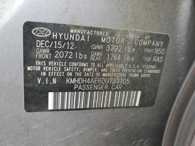 KMHDH4AE6DU739105 - 2013 HYUNDAI ELANTRA GLS SILVER photo 12