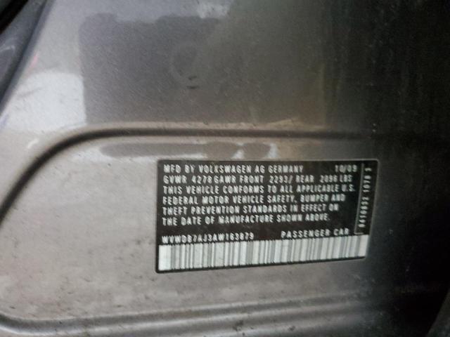 WVWDB7AJ3AW163879 - 2010 VOLKSWAGEN GOLF GRAY photo 12