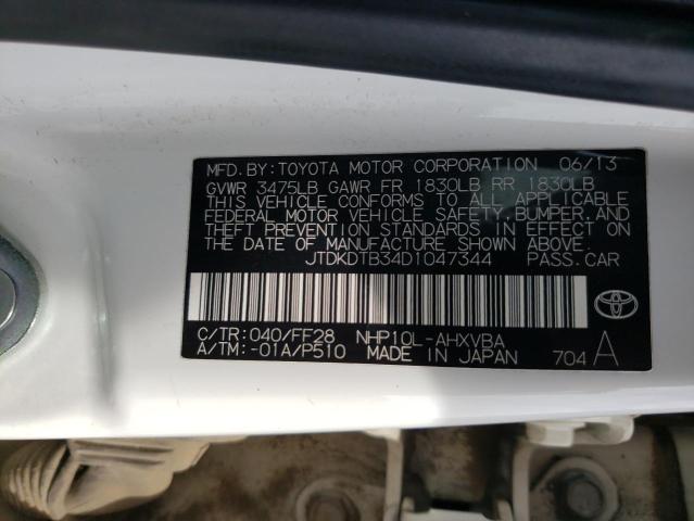 JTDKDTB34D1047344 - 2013 TOYOTA PRIUS C WHITE photo 12