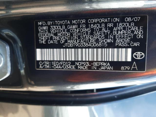 JTDBT903384006815 - 2008 TOYOTA YARIS GRAY photo 12