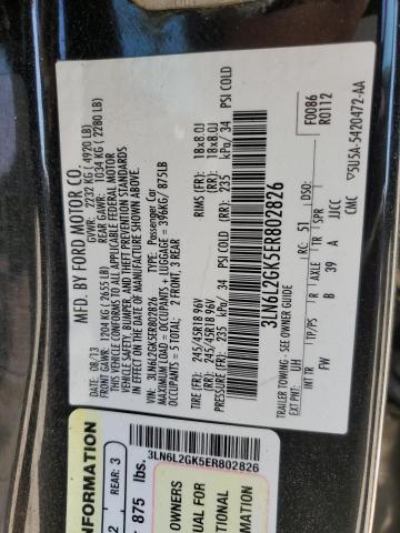 3LN6L2GK5ER802826 - 2014 LINCOLN MKZ BLACK photo 12