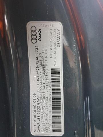 WAUVGAFH2AN007800 - 2010 AUDI S5 PRESTIGE GRAY photo 12