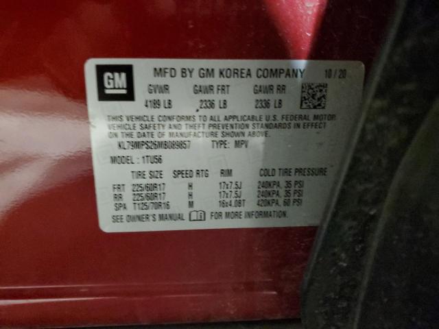 KL79MPS26MB089857 - 2021 CHEVROLET TRAILBLAZE LT RED photo 12