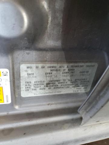 KL1TD56647B111103 - 2007 CHEVROLET AVEO BASE Boz foto 12