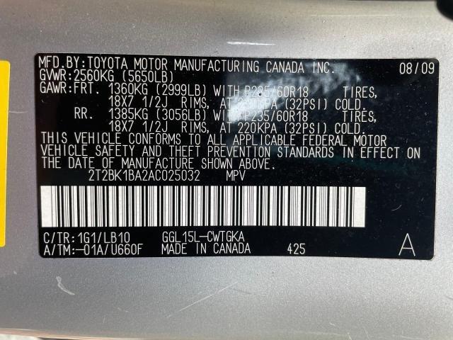 2T2BK1BA2AC025032 - 2010 LEXUS RX 350 SILVER photo 10