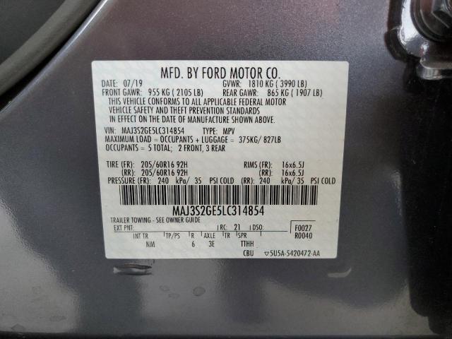 MAJ3S2GE5LC314854 - 2020 FORD ECOSPORT SE GRAY photo 13