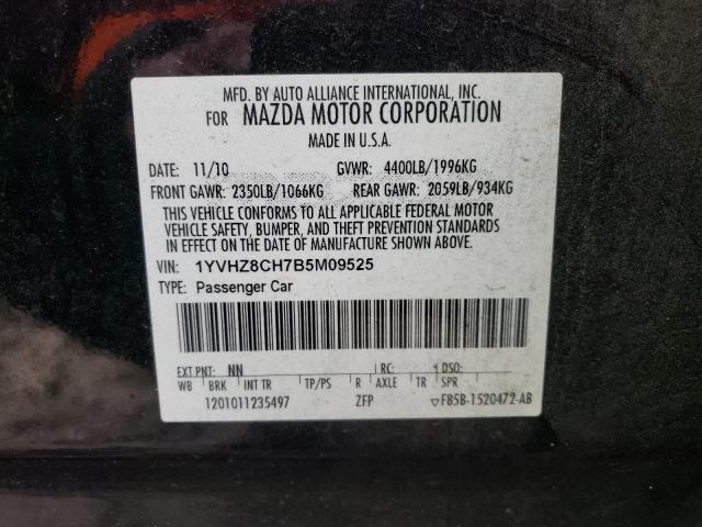 1YVHZ8CH7B5M09525 - 2011 MAZDA 6 I BLACK photo 12