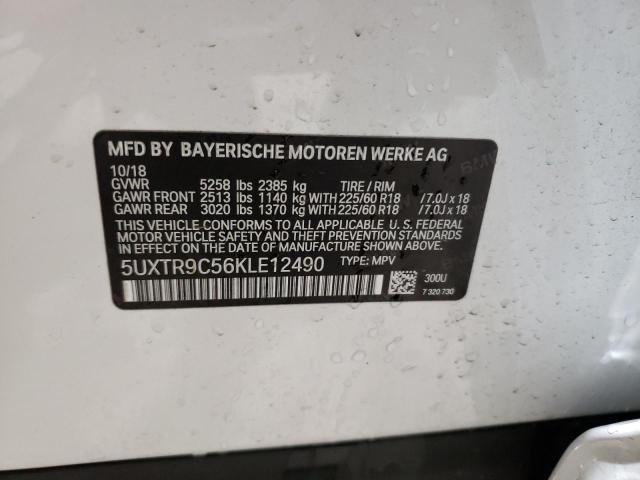5UXTR9C56KLE12490 - 2019 BMW X3 XDRIVE30I WHITE photo 13
