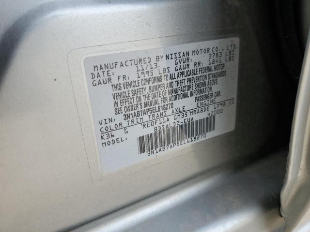 3N1AB7AP5EL618270 - 2014 NISSAN SENTRA S GRAY photo 12