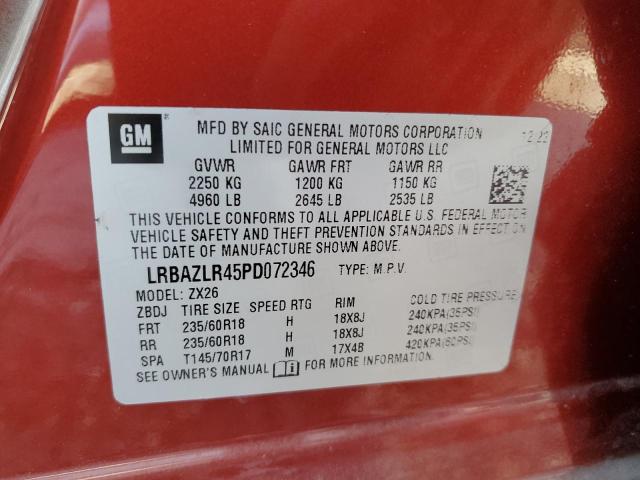 LRBAZLR45PD072346 - 2023 BUICK ENVISION PREFERRED RED photo 13