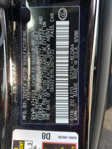 58ADZ1B19LU075722 - 2020 LEXUS ES 350 BLACK photo 12