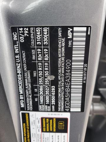4JGDA5HB4EA384900 - 2014 MERCEDES-BENZ ML 350 4MATIC SILVER photo 13