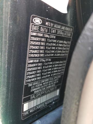 SALGR2PF5GA298519 - 2016 LAND ROVER RANGE ROVE GREEN photo 13