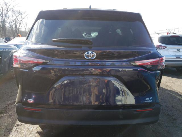 5TDYRKEC1NS081196 - 2022 TOYOTA SIENNA XLE BLUE photo 6