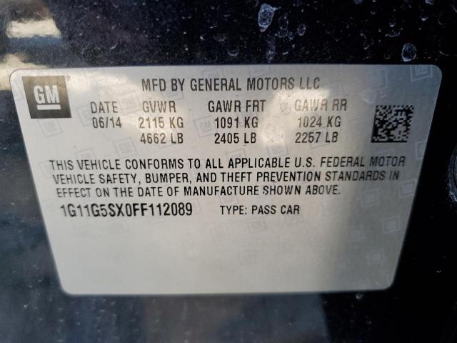 1G11G5SX0FF112089 - 2015 CHEVROLET MALIBU LTZ შავი ფოტო 12